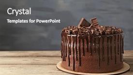  Presentation with cake - PPT layouts consisting of tasty chocolate cake on grey background and a gray colored foreground