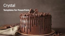  Presentation with cake - Presentation theme featuring tasty chocolate cake on table background and a dark gray colored foreground