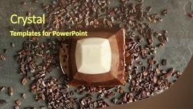  Presentation with cacao - Audience pleasing PPT layouts consisting of tasty chocolate cake with cacao backdrop and a tawny brown colored foreground