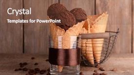  Presentation with ice cream cone - Presentation theme featuring tasty chocolate ice cream background and a tawny brown colored foreground