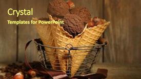  Presentation with ice cream sundae - Cool new PPT theme with tasty chocolate ice cream backdrop and a tawny brown colored foreground