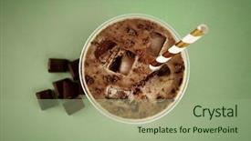  Presentation with milkshake - Slides having tasty chocolate milkshake in plastic background and a mint green colored foreground