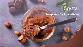  Presentation with chocolate - PPT theme consisting of tasty-chocolate-mousse-and-hazelnut background and a gray colored foreground