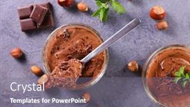  Presentation with chocolate - Slide set featuring tasty-chocolate-mousse-and-hazelnut background and a gray colored foreground