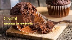  Presentation with muffins - Presentation theme featuring tasty chocolate muffins on old wooden table background and a tawny brown colored foreground