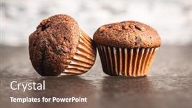 Presentation with muffins - PPT theme featuring tasty-chocolate-muffins-sweet-cupcakes background and a tawny brown colored foreground