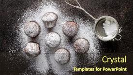 Presentation with sugar - Amazing slide set having tasty-chocolate-muffins-sweet-cupcakes backdrop and a wine colored foreground