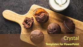  Presentation with muffins - PPT theme having tasty-chocolate-muffins-sweet-cupcakes background and a tawny brown colored foreground