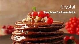  Presentation with chocolate nuts - Theme with tasty-chocolate-pancakes-with-viburnum background and a coral colored foreground