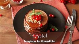 Presentation with chocolate nuts - Slides enhanced with tasty-chocolate-pancakes-with-viburnum background and a tawny brown colored foreground