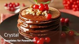  Presentation with chocolate nuts - Cool new slides with tasty chocolate pancakes with viburnum and nuts on black plate closeup backdrop and a tawny brown colored foreground