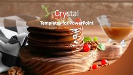  Presentation with chocolate nuts - PPT theme with tasty-chocolate-pancakes-with-viburnum background and a coral colored foreground