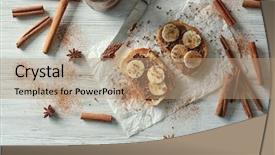  Presentation with cinnamon quills microbial contaminations - Cool new PPT layouts with tasty cinnamon toasts with banana backdrop and a coral colored foreground