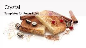  Presentation with cinnamon - Audience pleasing slide deck consisting of tasty cinnamon toasts with berries backdrop and a white colored foreground