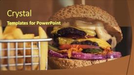  Presentation with classical - Colorful slide set enhanced with tasty classical burger with fried potato backdrop and a tawny brown colored foreground