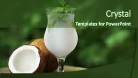  Presentation with coconut - PPT theme having tasty cocktail with mint background and a tawny brown colored foreground