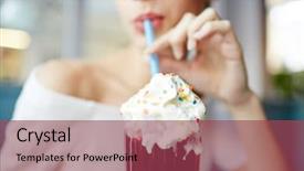  Presentation with ice cream truck - PPT layouts enhanced with tasty cocktail with sprinkled ice background and a  colored foreground