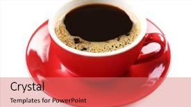  Presentation with cup coffee - Presentation with tasty coffee isolated on white background and a coral colored foreground