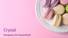  Presentation with white plate - Theme having tasty colorful macaroons in white background and a lemonade colored foreground