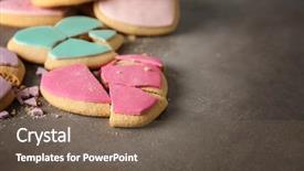  Presentation with heart shaped book page - Cool new slides with tasty colourful heart shaped cookies backdrop and a violet colored foreground