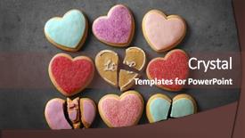  Presentation with heart shaped book page - Colorful theme enhanced with tasty colourful heart shaped cookies backdrop and a tawny brown colored foreground