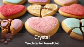  Presentation with heart shaped book page - Colorful PPT layouts enhanced with tasty colourful heart shaped cookies backdrop and a tawny brown colored foreground