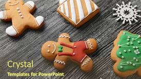  Presentation with cookies christmas - Beautiful PPT theme featuring tasty-cookies-and-christmas-decor backdrop and a tawny brown colored foreground