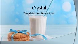  Presentation with cookies - PPT theme consisting of tasty cookies and glass of milk on table on bright background background and a light blue colored foreground