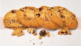  Presentation with white chocolate - Slide deck having tasty-cookies-with-chocolate-chips background and a gold colored foreground