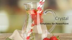  Presentation with beverage - Amazing PPT theme having tasty cool beverage with strawberries and thyme on light background backdrop and a coral colored foreground