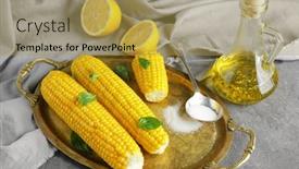  Presentation with corn cobs - Slides having tasty-corn-cobs-on-metal background and a yellow colored foreground