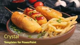  Presentation with ketchup - Presentation design having tasty-corn-dogs-with-ketchup background and a tawny brown colored foreground