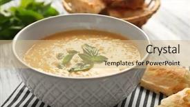  Presentation with leaves - Cool new PPT theme with tasty cornmeal mush with breads backdrop and a coral colored foreground