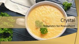  Presentation with kitchen - Colorful slide set enhanced with tasty cornmeal mush with parsley backdrop and a yellow colored foreground