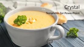  Presentation with kitchen - Audience pleasing theme consisting of tasty cornmeal mush with parsley backdrop and a lemonade colored foreground