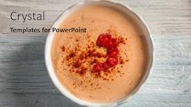  Presentation with taco - Presentation design enhanced with tasty creamy sauce for fish taco in bowl on kitchen table background and a coral colored foreground