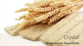  Presentation with ears - Colorful presentation design enhanced with tasty crispbread and ears isolated on white backdrop and a lemonade colored foreground