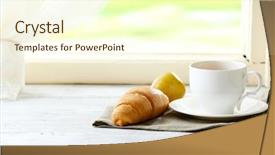  Presentation with tea croissant - Presentation theme featuring tasty-croissant-and-cup background and a cream colored foreground