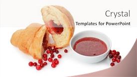  Presentation with croissant - Amazing PPT theme having tasty croissant and jam on white background backdrop and a sky blue colored foreground