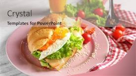  Presentation with croissant - Audience pleasing PPT layouts consisting of tasty croissant sandwich on plate closeup backdrop and a soft green colored foreground