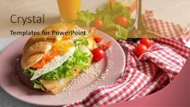  Presentation with croissant - Cool new theme with tasty croissant sandwich on plate closeup backdrop and a gold colored foreground