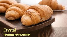  Presentation with close up wooden decking - Amazing PPT theme having tasty croissants on wooden tray closeup backdrop and a wine colored foreground