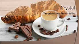  Presentation with coffee chocolate - Audience pleasing slide deck consisting of tasty croissants with chocolate backdrop and a coral colored foreground