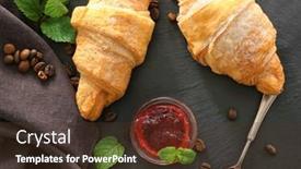 Presentation with jam - Theme consisting of tasty croissants with jam on table background and a tawny brown colored foreground