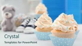  Presentation with baby shower - Slide deck having tasty cupcake for baby shower background and a lemonade colored foreground