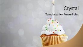  Presentation with cupcake - Amazing theme having tasty cupcake on bright background backdrop and a light gray colored foreground