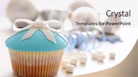  Presentation with coffee cup - PPT theme consisting of tasty cupcake with bow coffee cup and christmas toys on color wooden background background and a light gray colored foreground