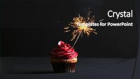 Presentation with cupcake - Beautiful PPT theme featuring tasty cupcake with sparkler backdrop and a black colored foreground