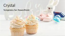  Presentation with baby shower - PPT layouts enhanced with tasty cupcakes for baby shower background and a light gray colored foreground