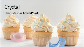  Presentation with baby shower - Audience pleasing slide deck consisting of tasty cupcakes for baby shower backdrop and a light gray colored foreground